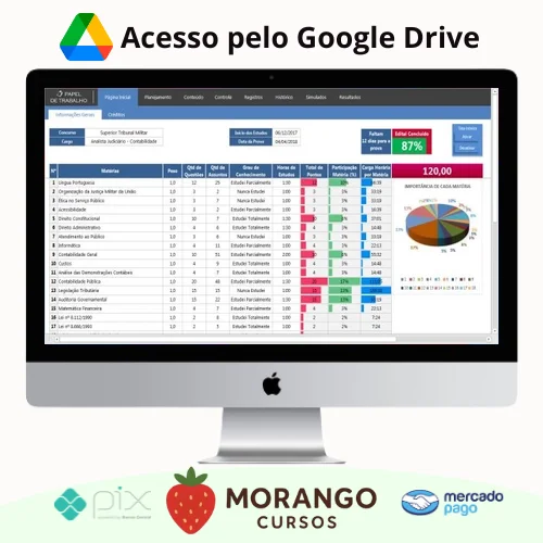 Imagem do rateio do curso Planilha Controle de Estudos para Concursos Públicos Pro - Papel de Trabalho